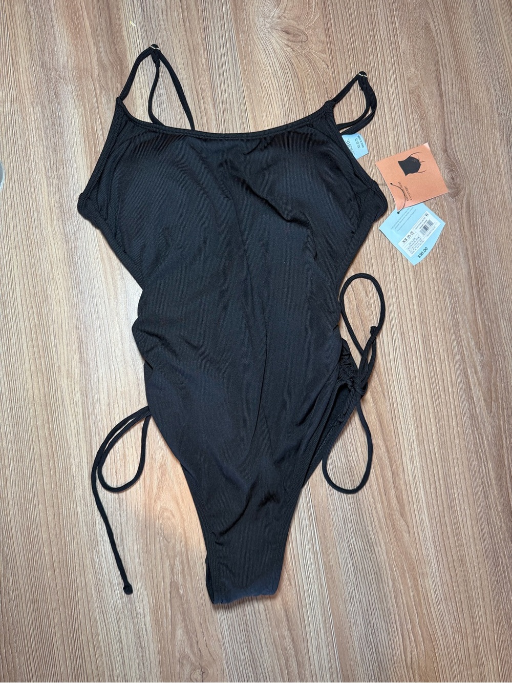 Black One-Piece Swimsuit with Side Ties